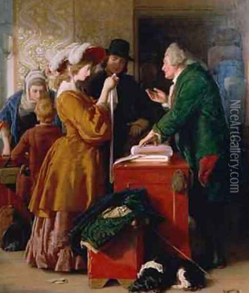 Choosing the Wedding Gown from chapter 1 of The Vicar of Wakefield Oil Painting - William Mulready