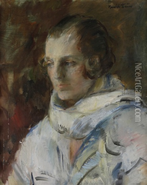 Portrett Av Kunstnerens Hustru, Gunbjor Oil Painting - Henrik Louis Lund