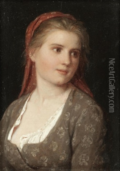 Portrait Of A Young Girl Oil Painting - Johann Georg Meyer von Bremen