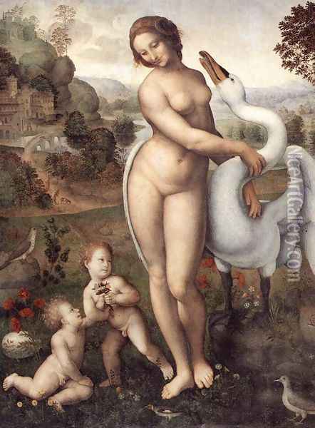 Leda and the Swan 1505-10 Oil Painting - Leonardo Da Vinci