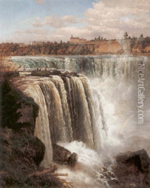 Die Niagara Falls Oil Painting - Josef Schoyerer