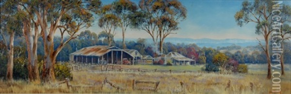 Megalong Valley Homestead Oil Painting - John Bradley