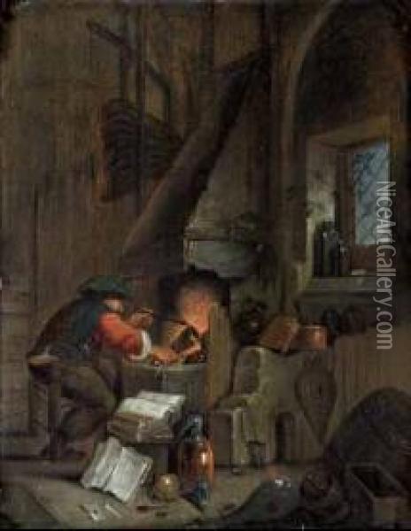 Alchimista Nel Suo Laboratorio Oil Painting - Jan Josef, the Elder Horemans