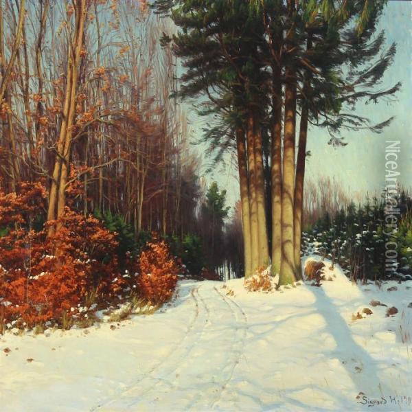 Winter Scenery Oil Painting - Sigvard Hansen