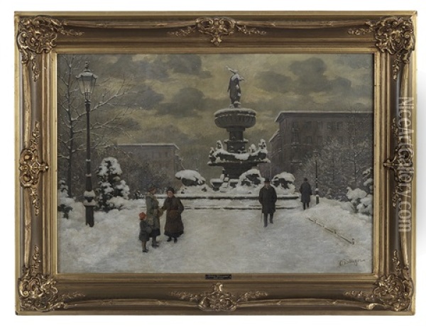 Winter In Berlin Oil Painting - Otto Dinger