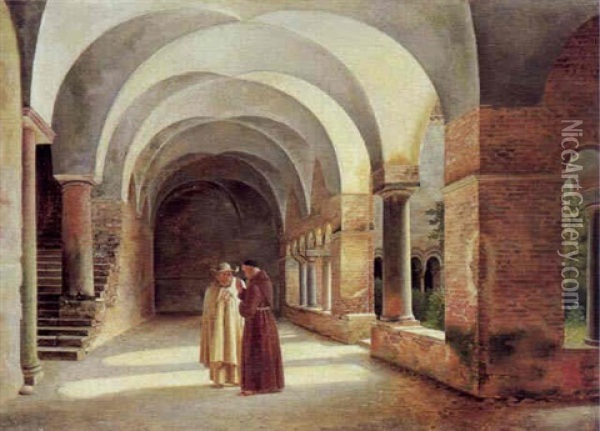 Klostergarden I San Lorenzo Fuori Oil Painting - Christoffer Wilhelm Eckersberg