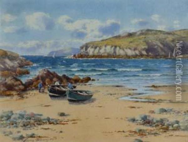 Portharock Bay,near Holyhead Anglesey Oil Painting - Warren Williams