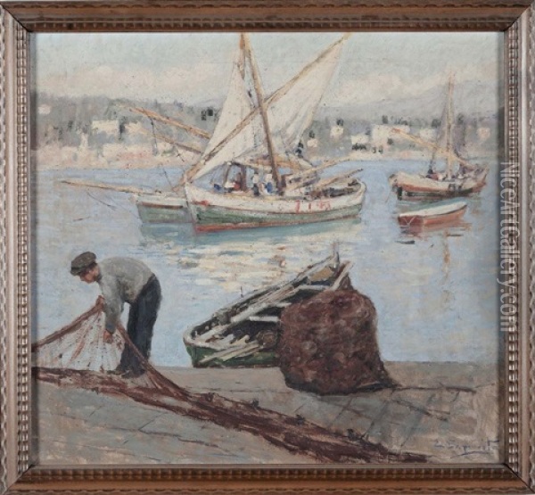 Barche Con Velieri Oil Painting - Cesare Esposito