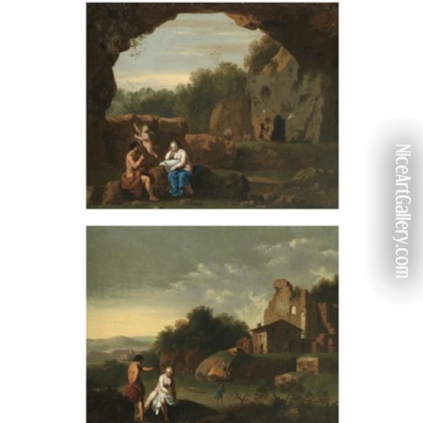 Landscapes With Mythological Scenes (pair) Oil Painting - Johan van Haensbergen
