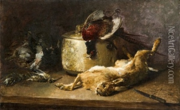 Nature Morte Au Lievre, Faisan Et Becasse Oil Painting - Guillaume Romain Fouace