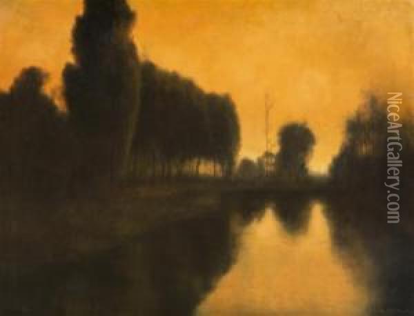This Old Canal Oil Painting - Ben Austrian