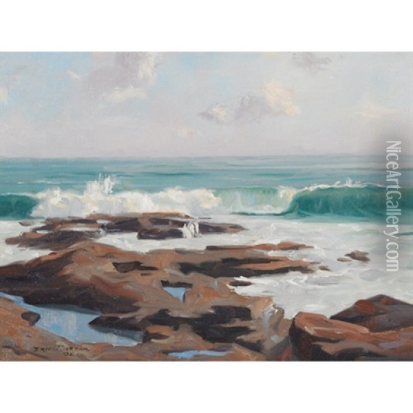 Breakers Off The Maine Coast, Proust Neck Oil Painting - Eric Riordon