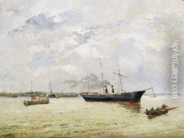 Marine Oil Painting - Marie Auguste Flameng