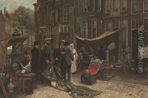 Marche Aux Puces A La Haye Oil Painting - Theodorus Ludovicus Mesker