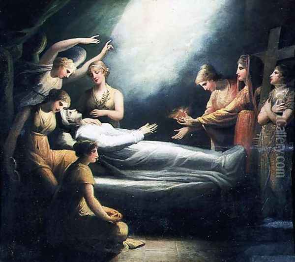Christ Raising the Young Woman from her Deathbed, c.1802 Oil Painting - Maria Hadfield Cosway