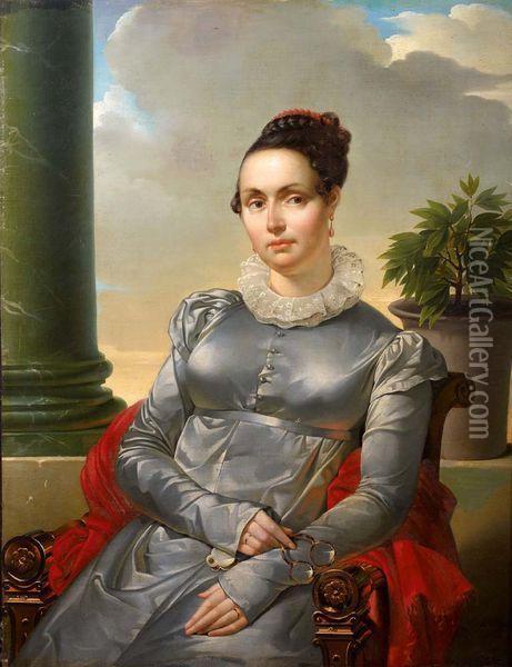 Portrait De Felicite-louise-julie-constance De Durfort Oil Painting - Merry Joseph Blondel