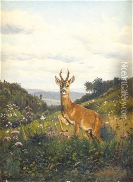 Springender Rehbock Oil Painting - Otto Recknagel