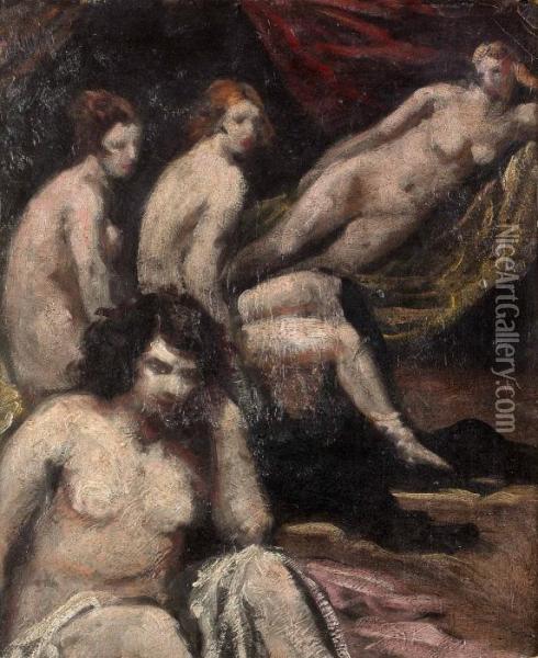 Femmes Dans Une Maison Close Oil Painting - Emile Bernard