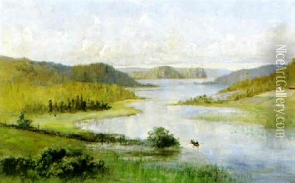Morgon Vid Alven Oil Painting - Olof Hermelin