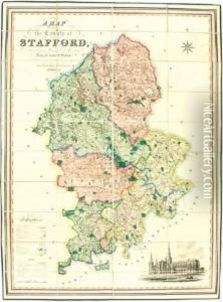 County Map Of Staffordshire Oil Painting - Henry Teesdale