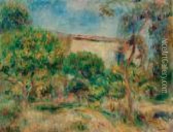 Paysage, La Maison Vue De La Ferme Oil Painting - Pierre Auguste Renoir