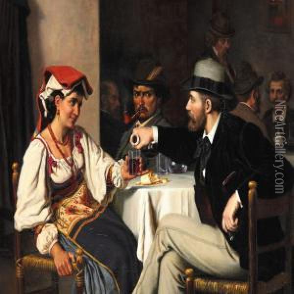 From A Roman Osteria Oil Painting - Wenzel Ulrik Tornoe