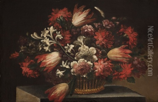 Corbeille De Fleurs Oil Painting - Juan De Arellano