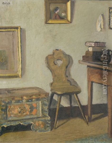 Interieur Mit Bauernmobel Oil Painting - Ernst Georg Rueegg