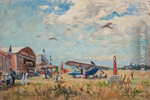 Aerodrome De Octeville, Normandie Oil Painting - Georges Jules Ernest Binet