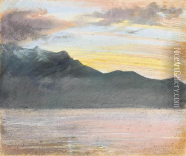 Coucher De Soleil Oil Painting - Georges-Victor Hugo