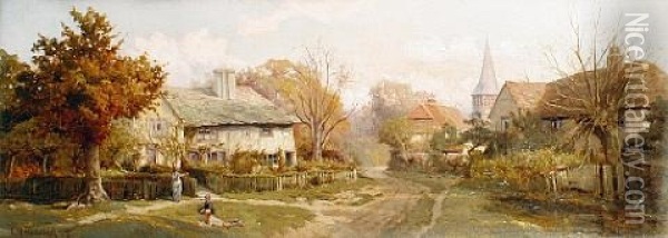 Shere, Surrey (+ Sonning, Berkshire,; Pair) Oil Painting - Edward Henry Holder
