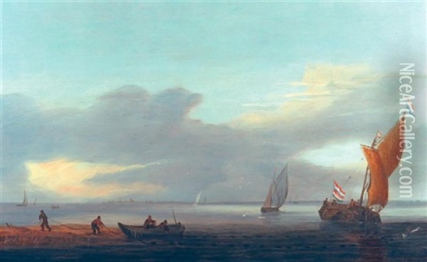 Schiffe Auf Ruhiger See Oil Painting - Jeronymus Van Diest