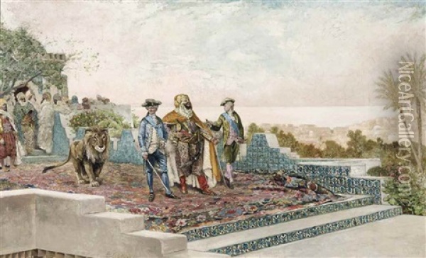 The Sultan's Arrival Oil Painting - Baldomero Galofre Gimenez