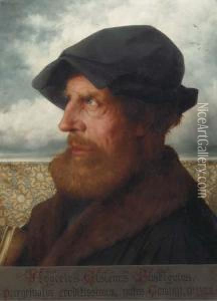 Portrait Of Augerius Gislenus Busbequius Oil Painting - Theophile Lybaert