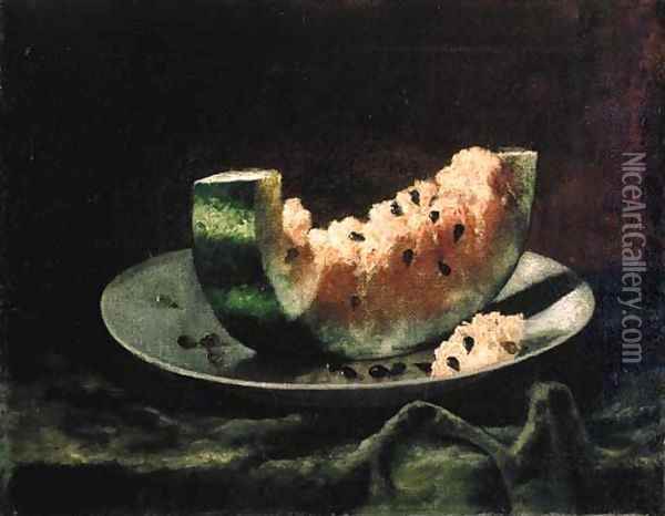 Still Life with Watermelon Oil Painting - Carducius Plantagenet Ream