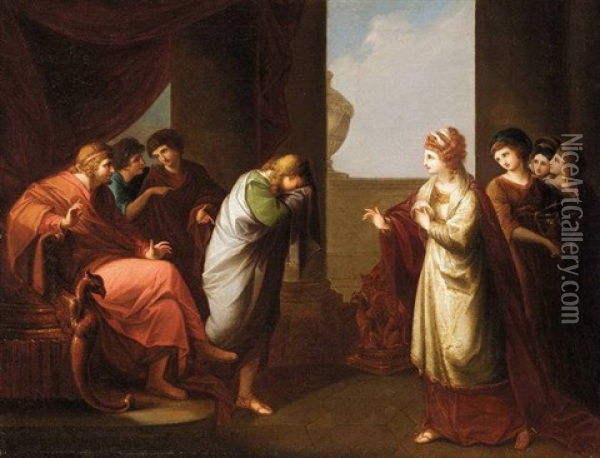 Telemachus At The Court Of Sparta Oil Painting - Angelika Kauffmann