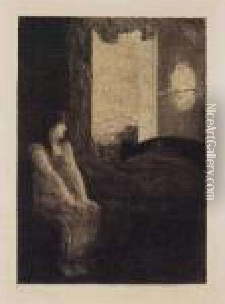 Eine Liebe. Erwachen (a Love. Awakening) (s. 164 Iv) Oil Painting - Max Klinger