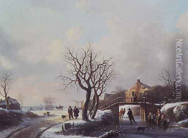 Winter Scene Oil Painting - S. J.
