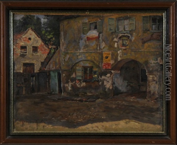 Alte Stadtansicht Von Munchen Mit Dem Wirtshaus In Der Au Oil Painting - Paul Peter (Max) Krombach