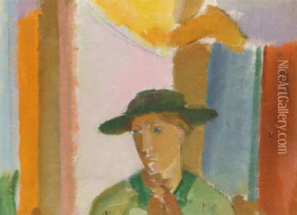 Dam Med Hatt Oil Painting - Karl Isakson