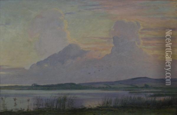 View Of A Lake Oil Painting - Sigvard Hansen