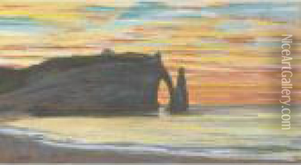 Etretat, Falaise D'aval Oil Painting - Claude Oscar Monet