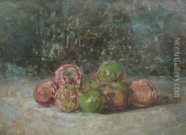Apples Oil Painting - Petru Bulgaras