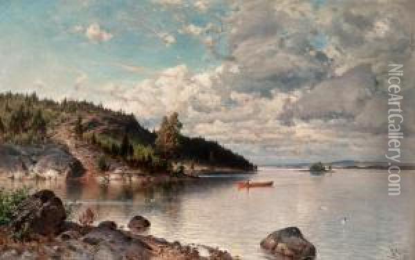 Awarm Summer Day Oil Painting - Hjalmar (Magnus) Munsterhjelm