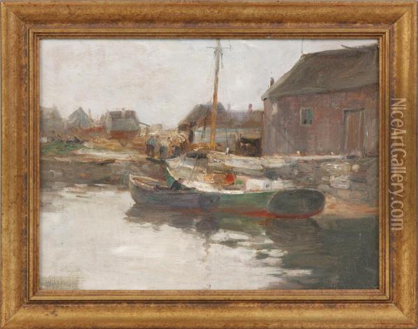 Sailboat At Dock Scene Oil Painting - Charles Paul Gruppe