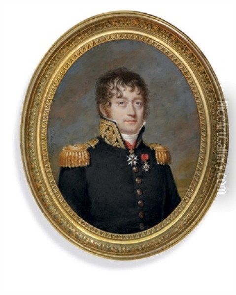Vice Admiral Baron L'hermitte In Military Uniform Oil Painting - Pierre Daubigny