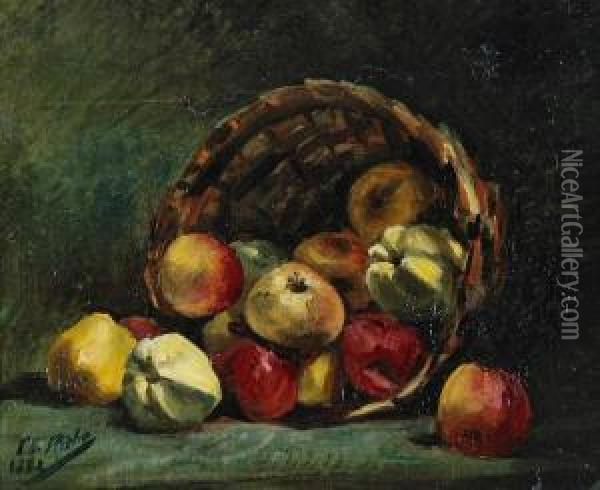 Matwa Natura Z Jablkami Oil Painting - Charles Auguste Risler
