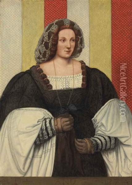 Portrait A Lady From The Trivulzio Family, Three-quarter-length Oil Painting - Bernardino dei Conti