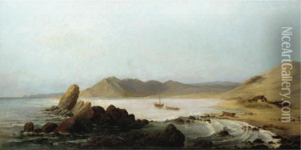Rowing Ashore, Valparaiso Oil Painting - Theodor Ohlsen