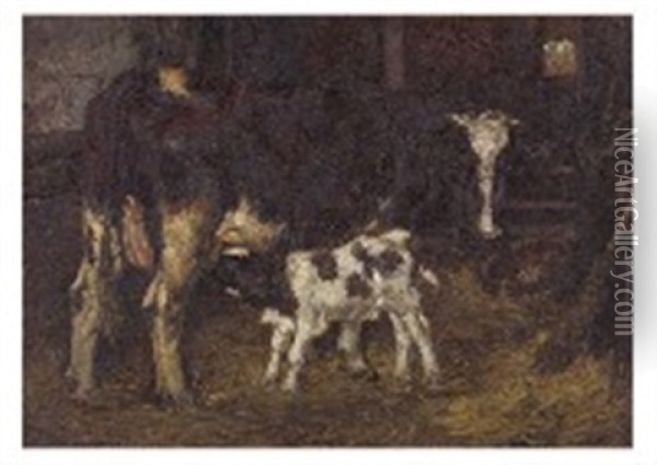 Cow Oil Painting - Takeshiro Kanokogi